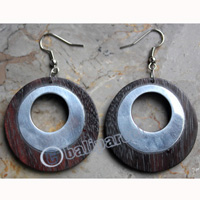 Wooden Earring, Made From Sono Wood With Stainless