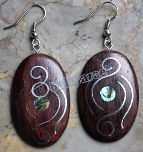 Wooden Earring, Made From Sono Wood With Stainless