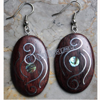 Wooden Earring, Made From Sono Wood With Stainless