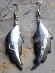 Wooden Earring, Made From Sono Wood With Stainless