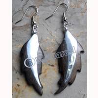 Wooden Earring, Made From Sono Wood With Stainless