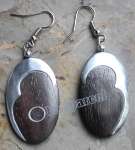 Wooden Earring, Made From Sono Wood With Stainless