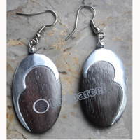 Wooden Earring, Made From Sono Wood With Stainless
