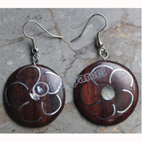 Wooden Earring, Made From Sono Wood With Stainless