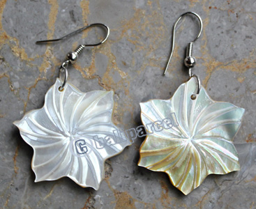 Earring, Made From Shell With Carving