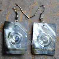 Earring, Made From Shell With Carving