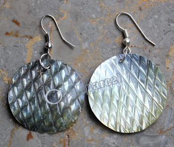 Earring, Made From Shell With Carving
