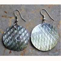 Earring, Made From Shell With Carving