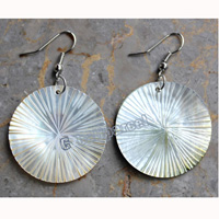 Earring, Made From Shell With Carving