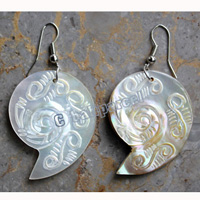 Earring, Made From Shell With Carving