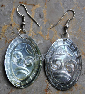 Earring, Made From Shell With Carving