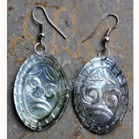Earring, Made From Shell With Carving
