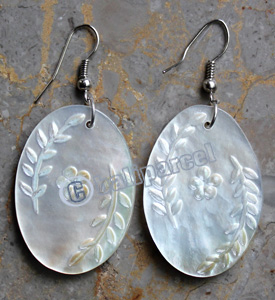 Earring, Made From Shell With Carving