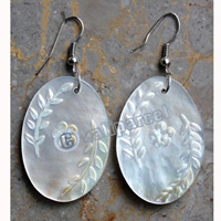 Earring, Made From Shell With Carving