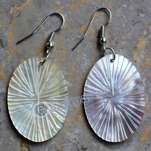 Earring, Made From Shell With Carving