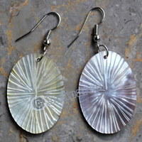Earring, Made From Shell With Carving