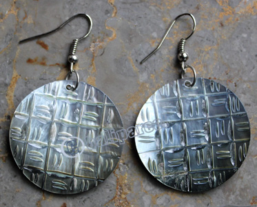 Earring, Made From Shell With Carving