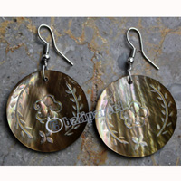 Earring, Made From Shell With Carving
