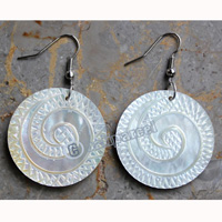 Earring, Made From Shell With Carving