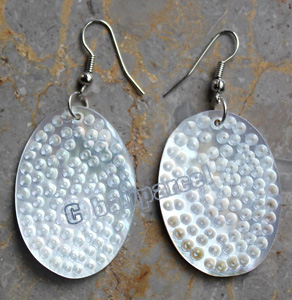 Earring, Made From Shell With Carving