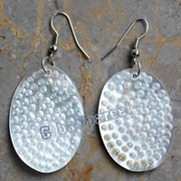 Earring, Made From Shell With Carving