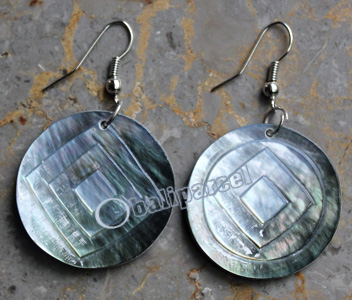 Earring, Made From Shell With Carving
