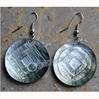 Earring, Made From Shell With Carving