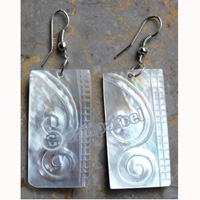 Earring, Made From Shell With Carving