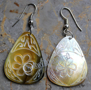Earring, Made From Shell With Carving