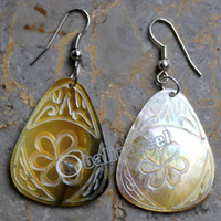 Earring, Made From Shell With Carving