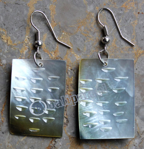 Earring, Made From Shell With Carving
