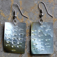 Earring, Made From Shell With Carving