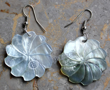 Earring, Made From Shell With Carving