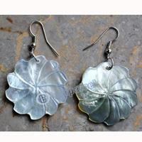 Earring, Made From Shell With Carving