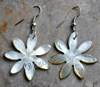 Earring, Made From Shell With Carving