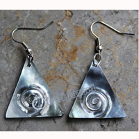 Earring, Made From Shell With Carving