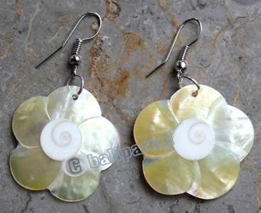 Earring, Made From Shell With Carving