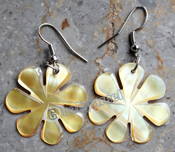 Earring, Made From Shell With Carving