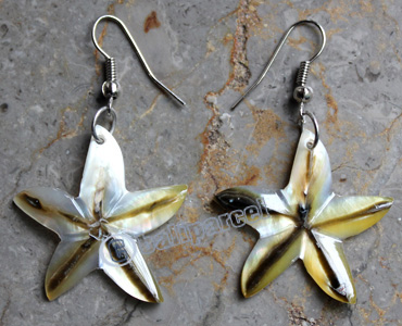 Earring, Made From Shell With Carving