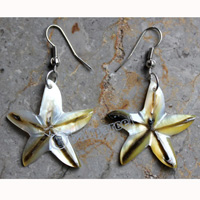 Earring, Made From Shell With Carving