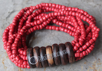 Bracelet, Made From Glassbeads With Sono Wood
