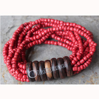 Bracelet, Made From Glassbeads With Sono Wood