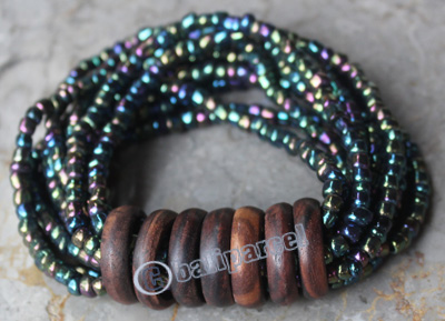 Bracelet, Made From Glassbeads With Sono Wood