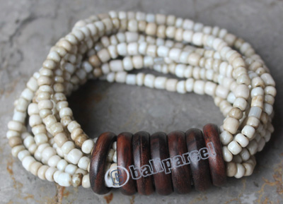 Bracelet, Made From Glassbeads With Sono Wood