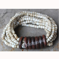 Bracelet, Made From Glassbeads With Sono Wood