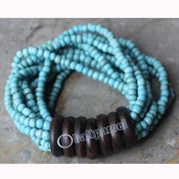 Bracelet, Made From Glassbeads With Sono Wood