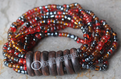 Bracelet, Made From Glassbeads With Sono Wood