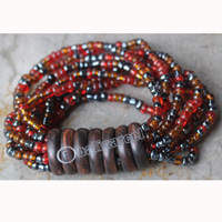 Bracelet, Made From Glassbeads With Sono Wood