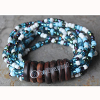 Bracelet, Made From Glassbeads With Sono Wood