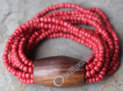 Bracelet, Made From Glassbeads With Sono Wood